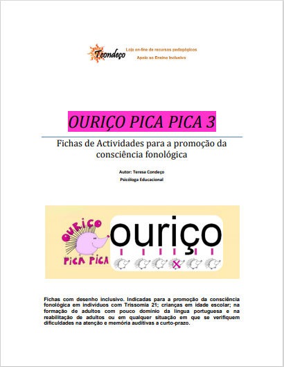 Capa OURIÇO PICA PICA 3 - Fichas de Actividades para a promoção da consciência fonológica